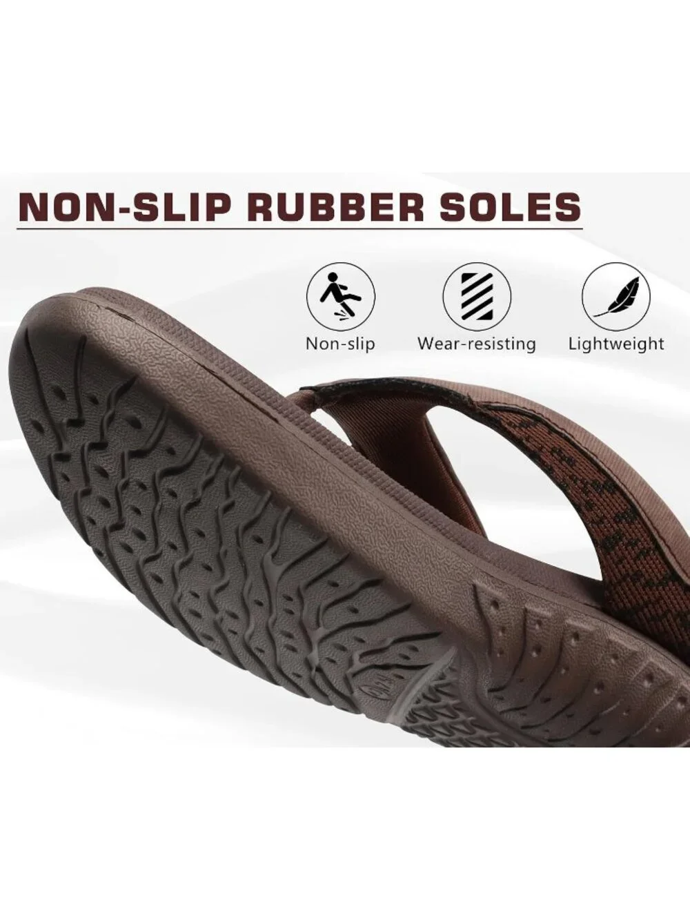 Men's Brown Flip Flop Open Toe Athletic Orthotic Fasciitis Sport Sandal Shoes